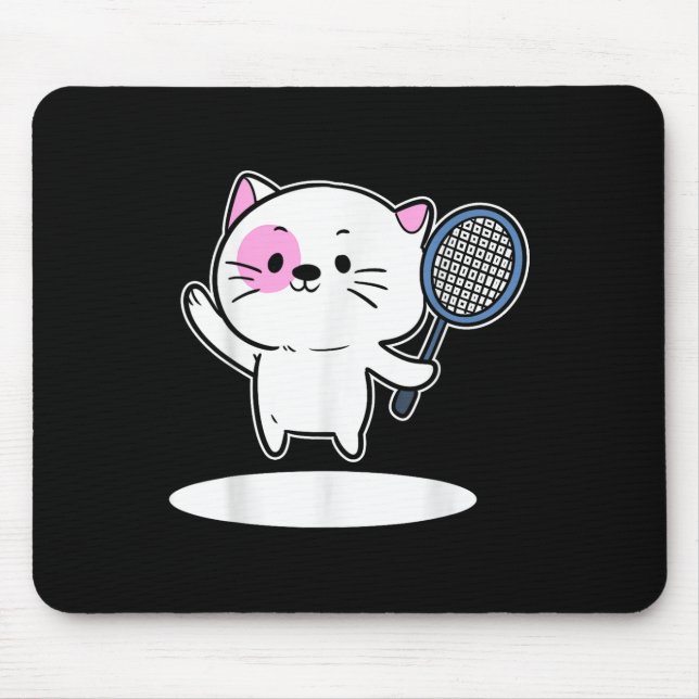 Cat Spela Badminton Badminton Player För manar Wom Musmatta (Framsidan)