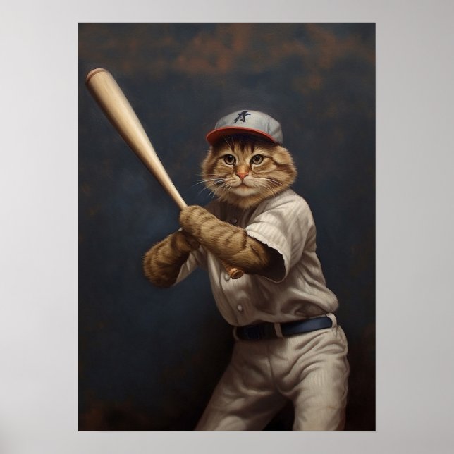 Cat Spela Baseball Poster (Framsidan)