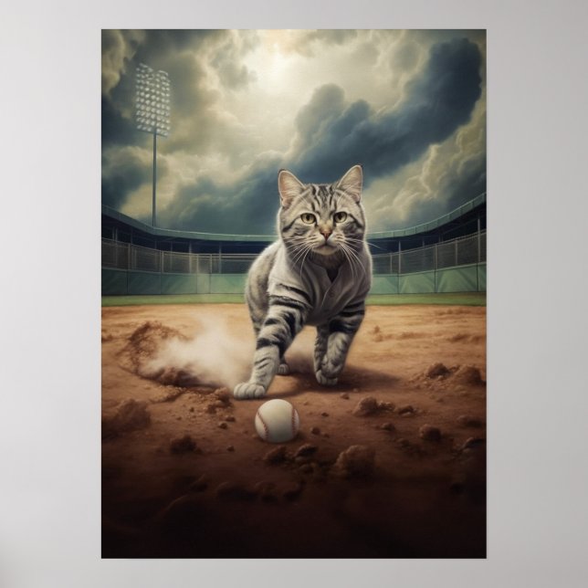 Cat Spela Baseball Poster (Framsidan)