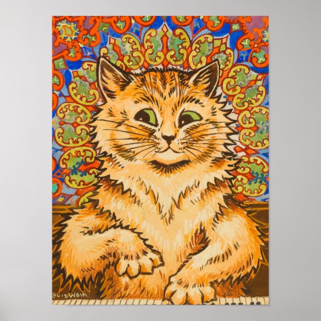 Cat Spela ett Piano av Louis Wai Poster (Framsidan)