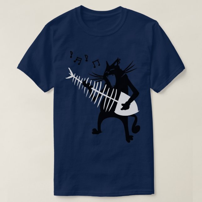 Cat Spela Guitar Music Älskare Sten Roll jul T Shirt (Design framsida)