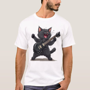 Cat Spela Guitar Rock and roll Rockstjärna Funny T Shirt