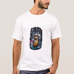 Cat Spela Guitar Sten & Roll 80-tal 90-tal Sten Ba T Shirt