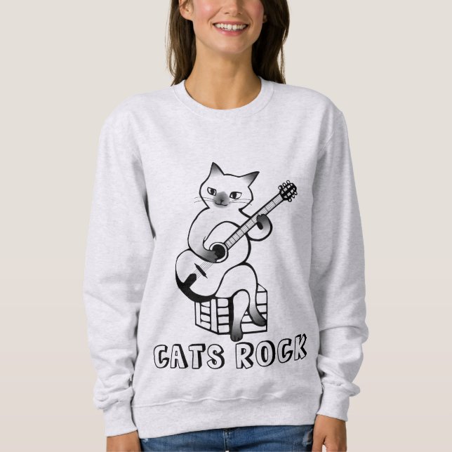 Cat Spela Guitar T-Shirts (Framsida)