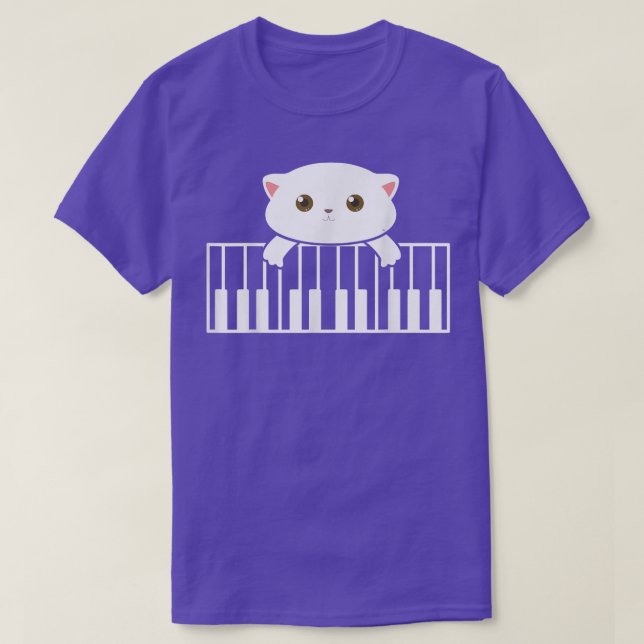 Cat Spela Piano Music Älskare Cat Owner Piano Cat T Shirt (Design framsida)
