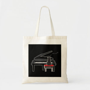 Cat Spela Piano Music Älskare Funny T Tygkasse