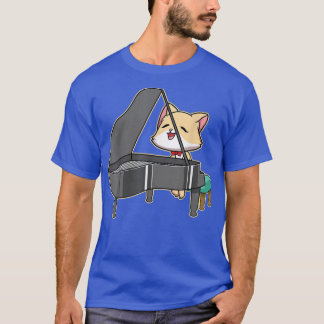 Cat Spela Piano Music Älskare Kattunge Cute Pets A T Shirt