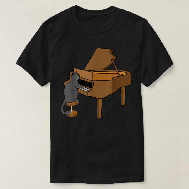 Cat Spela Piano Music Player Teacher Musician Gr T Shirt (Design framsida)
