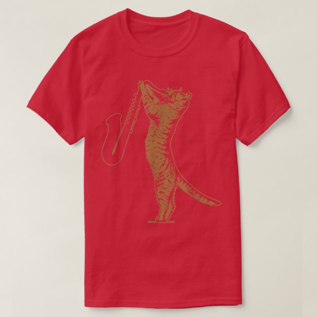 Cat Spela saxophone Music Älskare Cat Saxophonist T Shirt (Design framsida)