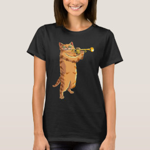 Cat Spela Trumpet Cute Kitten Musician Fläkt T Shirt