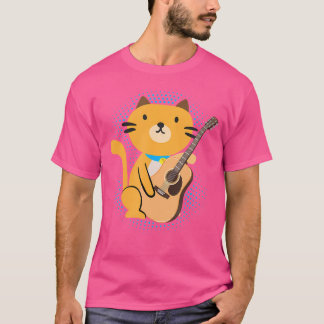 Cat Spela upp akustisk Guitar Coola Musician Guita T Shirt