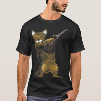 Cat Spela upp akustiska Guitar Musician T Shirt