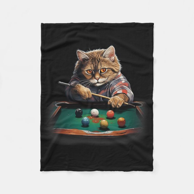 Cat Spela upp Bassäng Billiards Coola Funny Cats Fleecefilt (Framsidan)