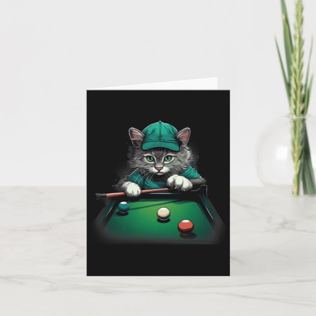 Cat Spela upp Bassäng Billiards Coola Funny Cats Kort (Framsida)