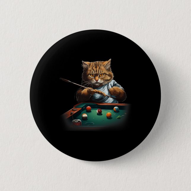 Cat Spela upp Bassäng Billiards Coola Funny Cats M Knapp (Framsida)