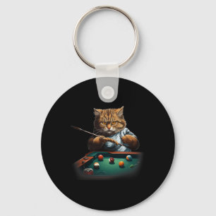 Cat Spela upp Bassäng Billiards Coola Funny Cats M Nyckelring