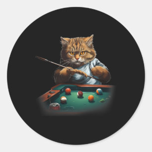 Cat Spela upp Bassäng Billiards Coola Funny Cats M Runt Klistermärke