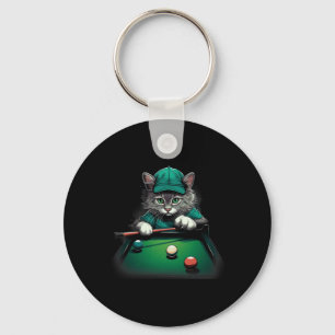 Cat Spela upp Bassäng Billiards Coola Funny Cats Nyckelring
