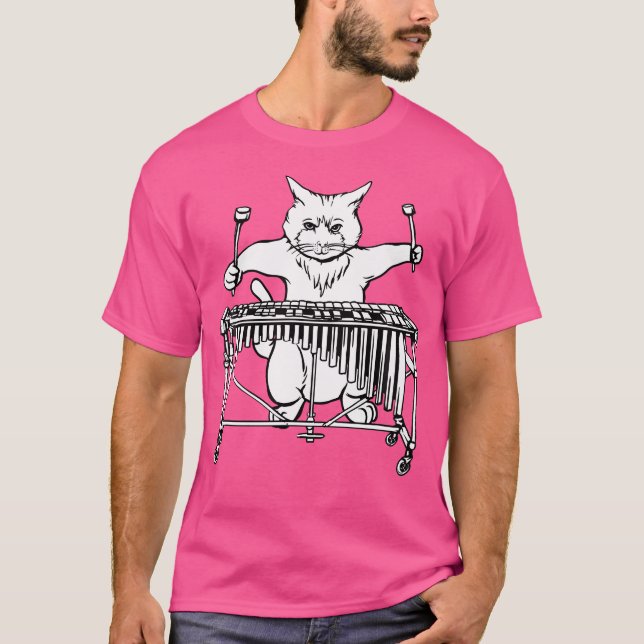 Cat Spela Vibraphone T Shirt Jazz Marimba (Framsida)