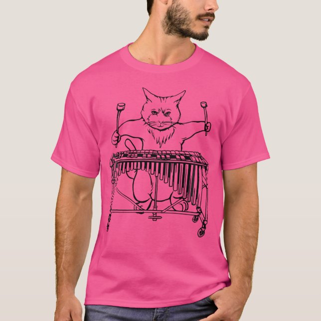 Cat Spela Vibraphone T Shirt Jazz Marimba (Framsida)