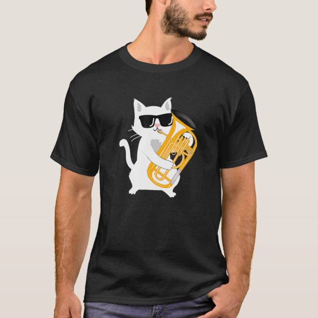 Cat Spelande Euphonium T Shirt (Framsida)