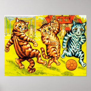 Cat Spelande Football, Louis Wain Poster