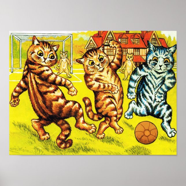 Cat Spelande Football, Louis Wain Poster (Framsidan)
