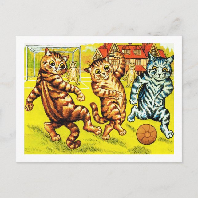 Cat Spelande Football, Louis Wain Vykort (Framsida)