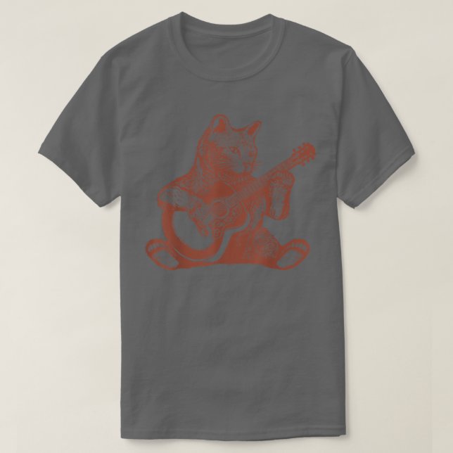 Cat Spelande Guitar  T Shirt (Design framsida)