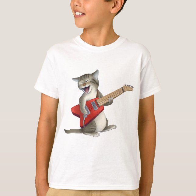 Cat Spelande Guitar T-shirt (Framsida)
