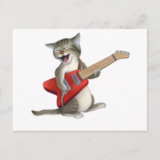 Cat Spelande Guitar Vykort