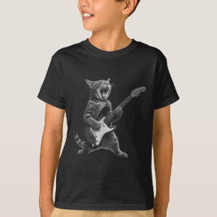 Cat Spelar Guitar Rockstjärna Rock and roll För ma T Shirt