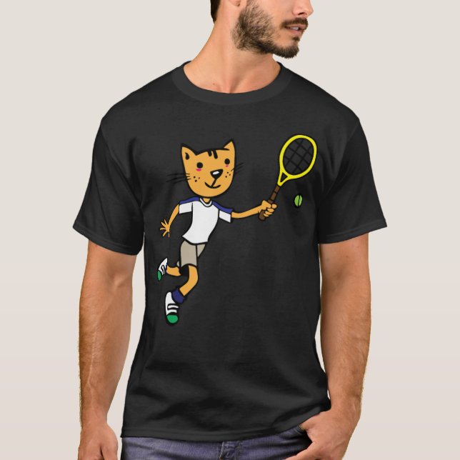 Cat spelar tennis badminton lustig badmintonskjort t shirt (Framsida)