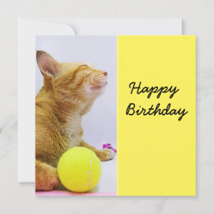 Cat spelar tennis boll födelsedagskort