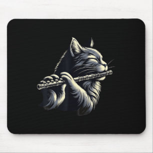 Cat Spelar ut Flute Musician Cats Älskare Musmatta