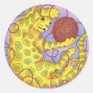 CAT-spjäll med garn Runt Klistermärke