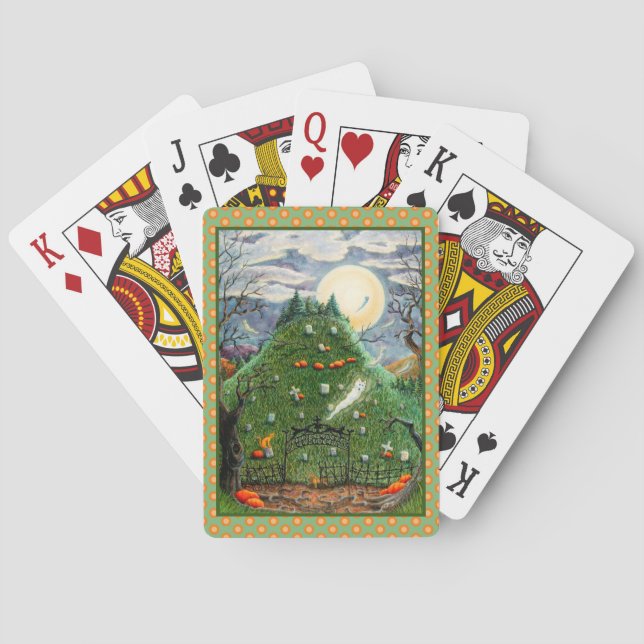 CAT SPÖKEN I NINA LIVES CMETERY, SPOOKY FOLK ART CASINOKORT (Baksidan)