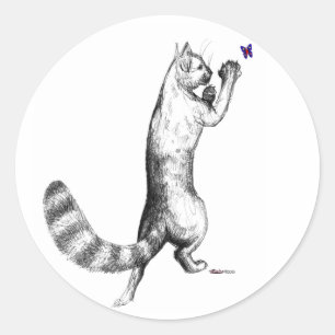 Cat Springing Runt Klistermärke