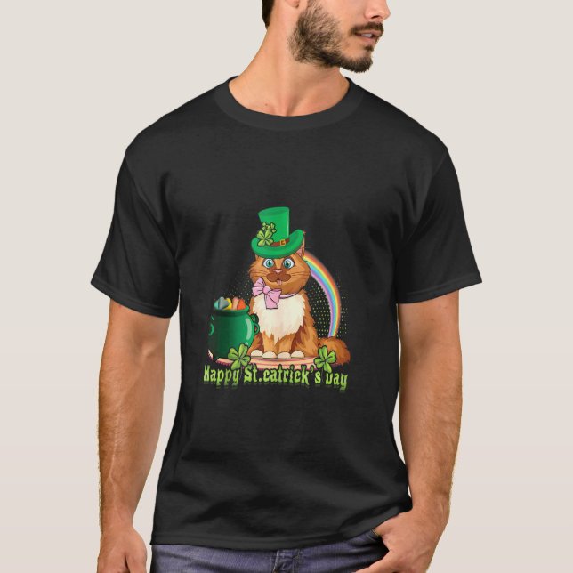Cat St Catricks Day Shamrock Saint patrick's day T Shirt (Framsida)