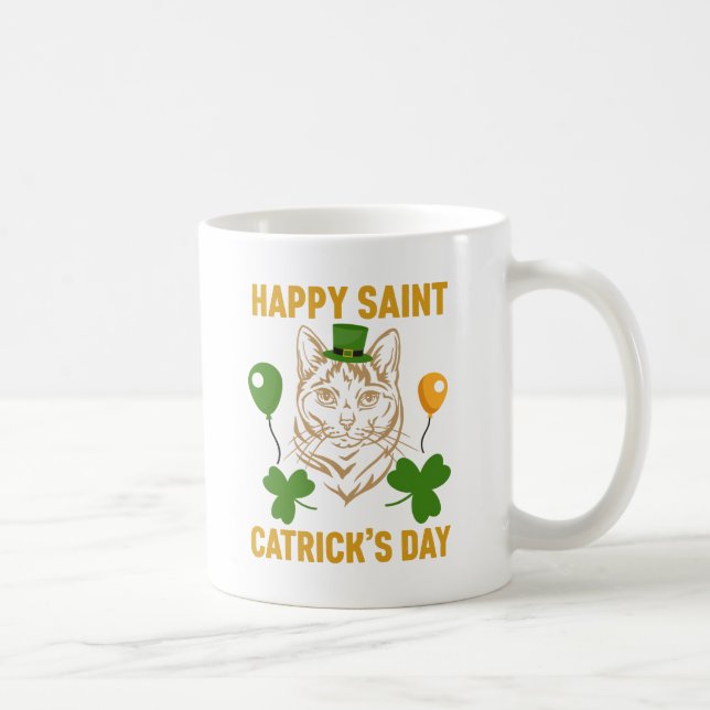 Cat St. Patrick's Day for Cat Lover Kaffemugg (Höger)