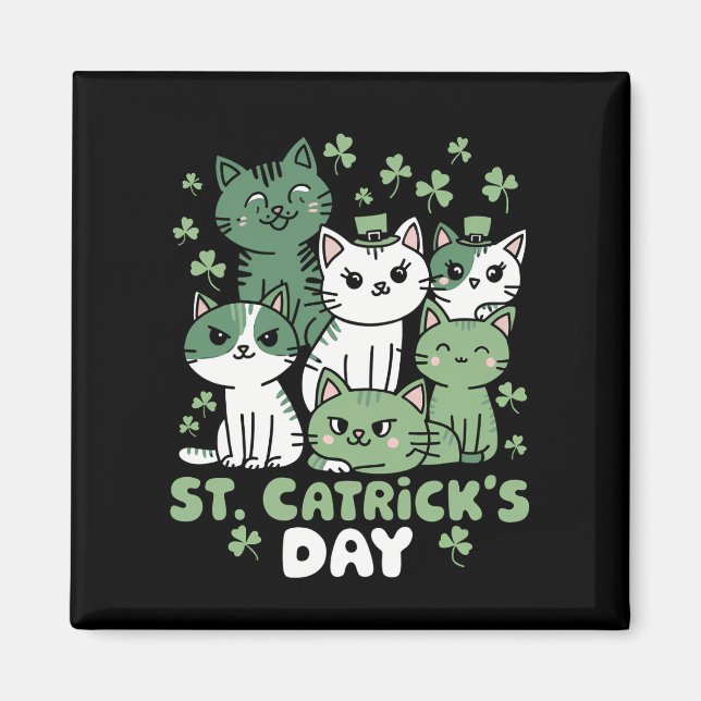 Cat St patrick's day Funny Catricks dag Magnet (Framsidan)