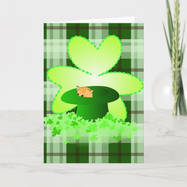 Cat St. Patrick's Day Greeting Card Kort (Framsida)