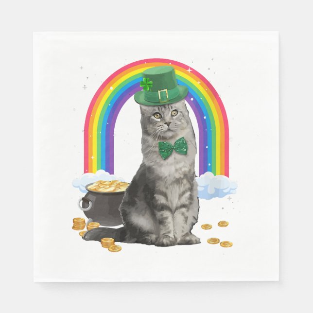 Cat St patricks day Leprechaun Costume Shamrock Gi Pappersservett (Framsidan)