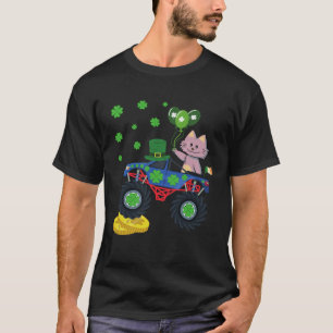 Cat St Patrick's Day Monster Lastbil Irish Cat Sha T Shirt