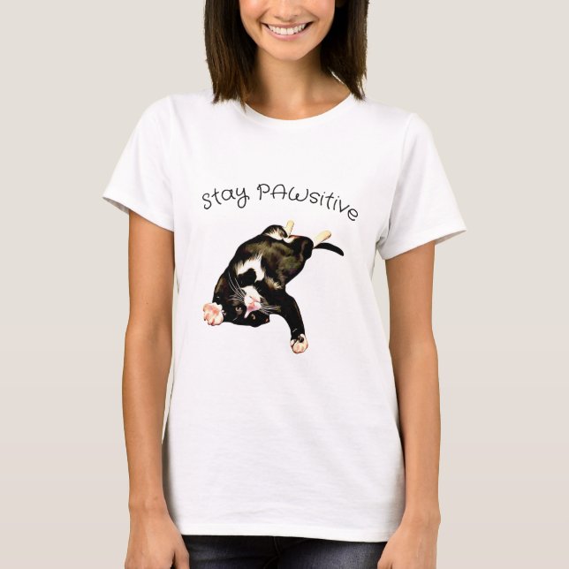 Cat Stanna PAWsitive Meow T-Shirt (Framsida)
