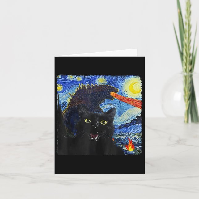 Cat Starry Natt Van Gogh Cat för Cat Lover Kort (Framsida)