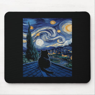 Cat Starry Night Van Gogh Cat Art Älskare Funny Ca Musmatta