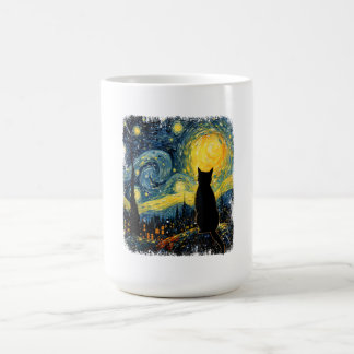 Cat Starry Night Van Gogh Cat for Cat Lover Cat Mo Kaffemugg