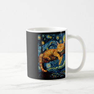 Cat Starry Night Van Gogh Cat för Cat Lover Cat Mo Kaffemugg