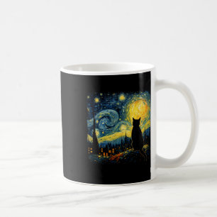 Cat Starry Night Van Gogh Cat för Cat Lover Cat Mo Kaffemugg